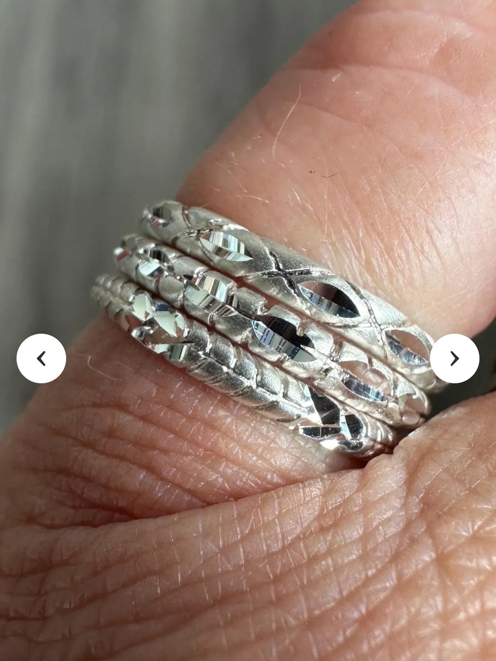 Avon .925 Silver Textured Stackable Ring Set